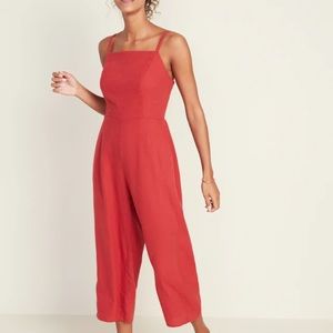 Old navy red jumpsuit with pockets